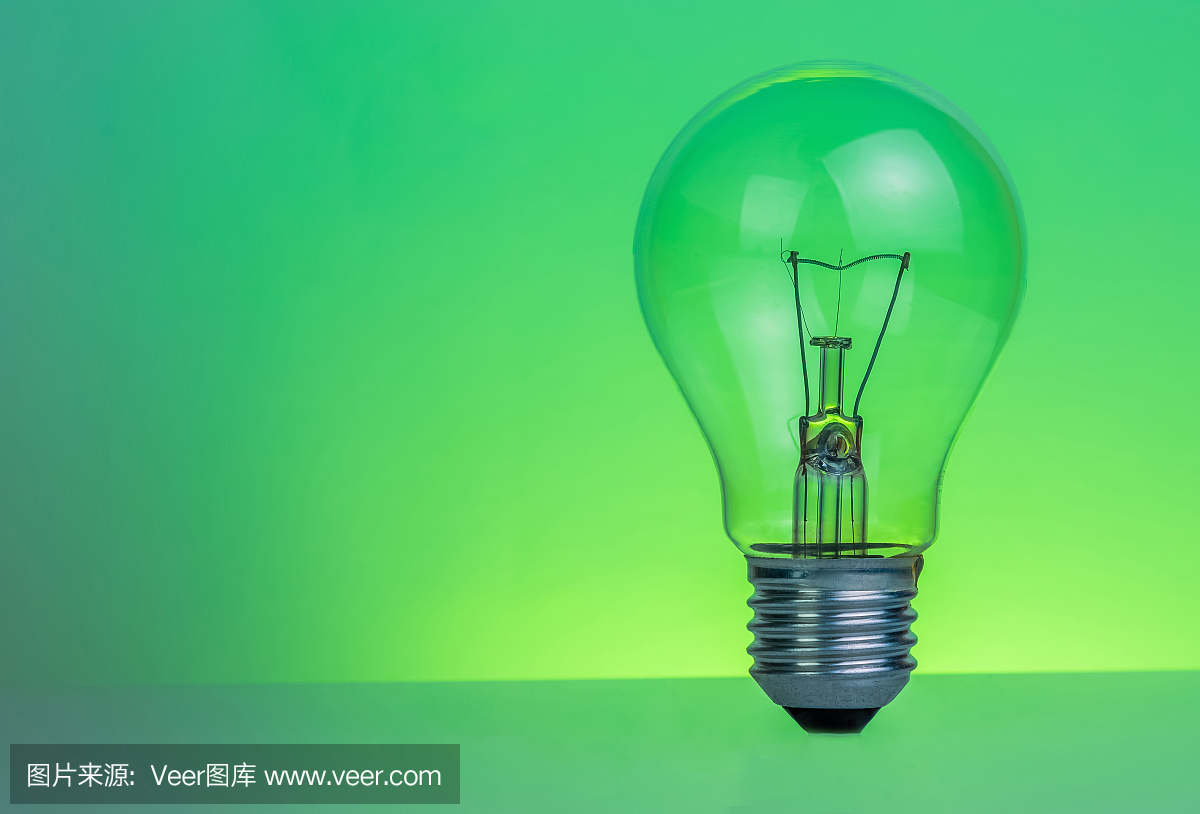 綠色背景的復(fù)古燈泡